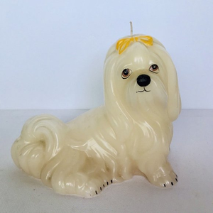 Vintage 1960s 70s Adorable Maltese Decorative Candle Figurine White Hair Dog HTF